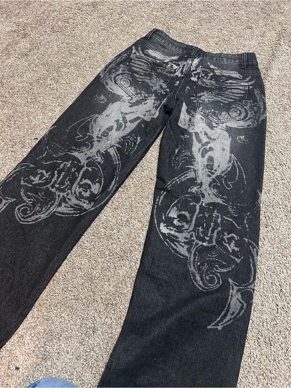Women's Black Graphic Print Jeans